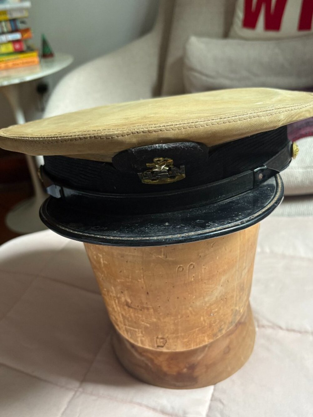 Vintage Bancroft Zephyr khaki distressed enlisted US Navy military cap [READ]